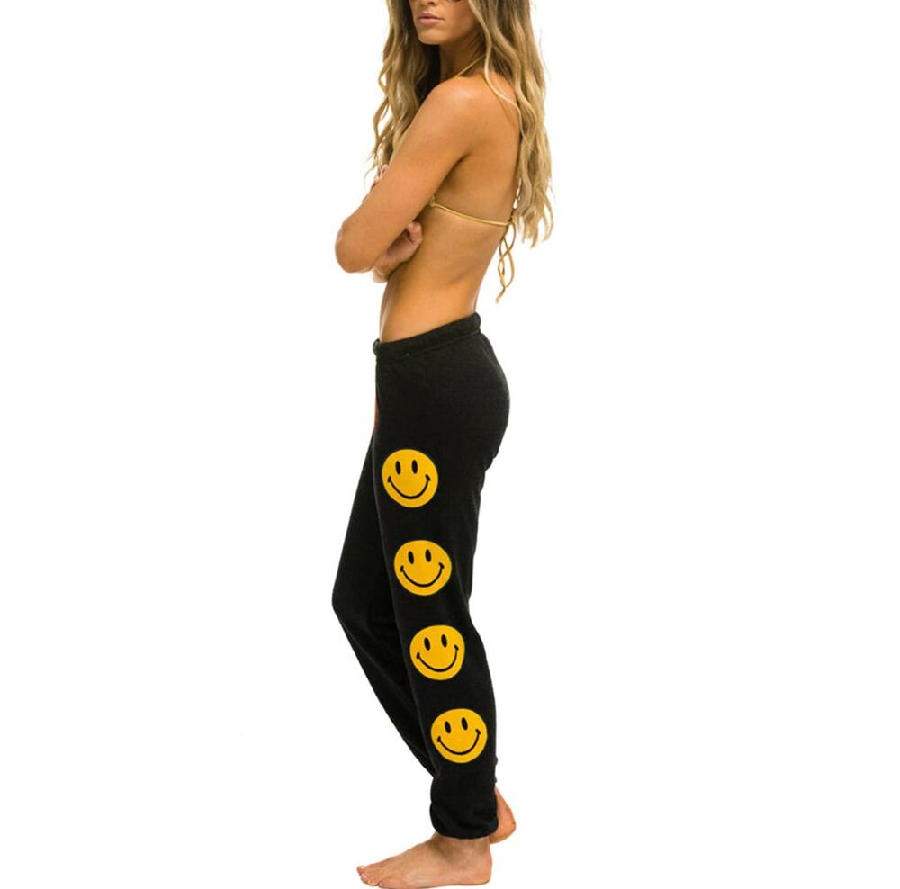 Aviator Nation Graphic Black Smiley Sweatpants Size M